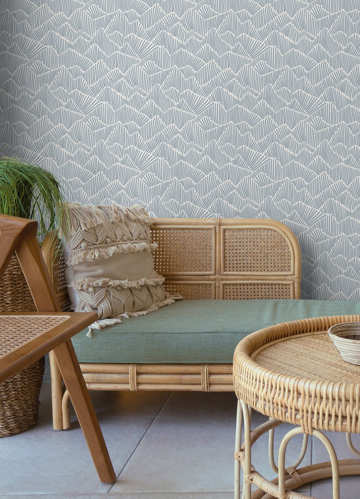 Ridge & Valley Periwinkle Peel & Stick Wallpaper with Modern Geometric Pattern - Brewster ESS6026