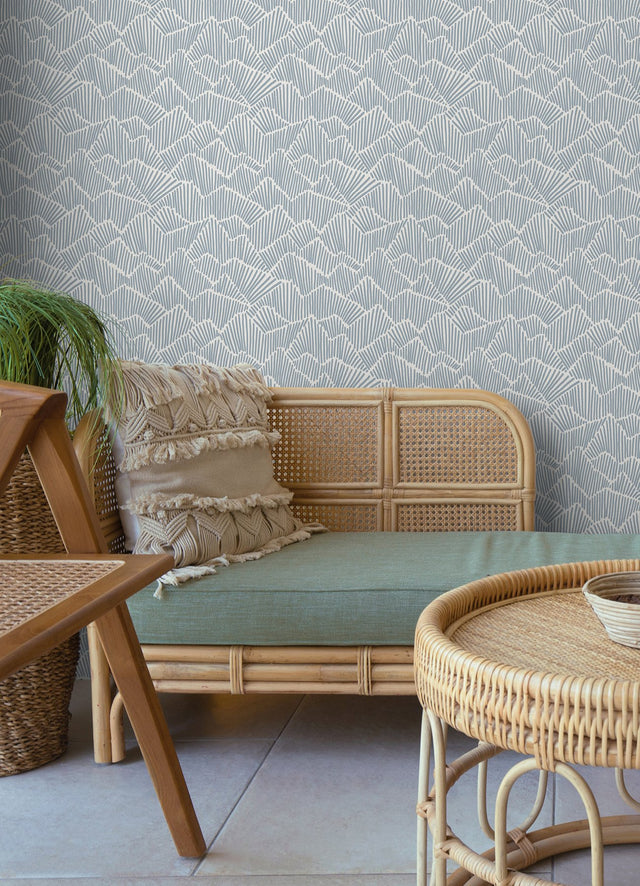 Ridge & Valley Periwinkle Peel & Stick Wallpaper with Modern Geometric Pattern - Brewster ESS6026