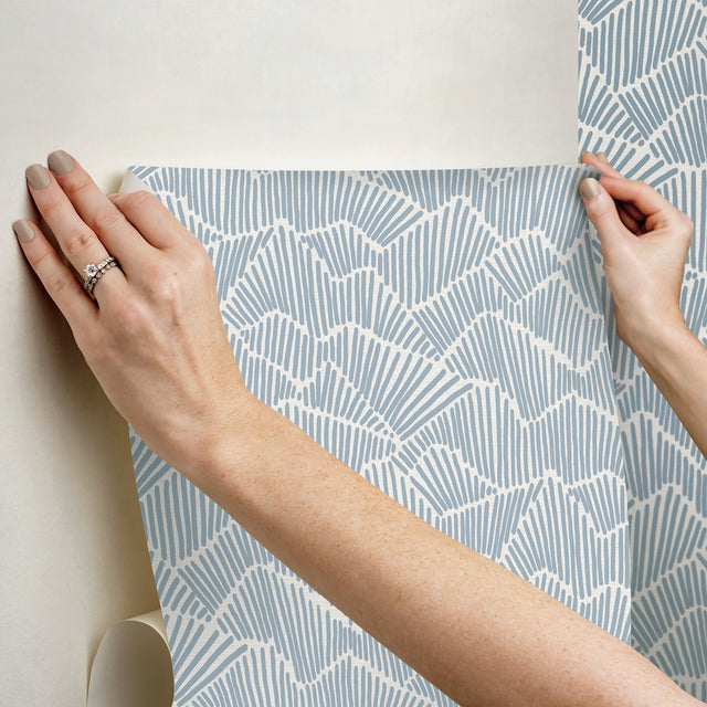 Ridge & Valley Periwinkle Peel & Stick Wallpaper with Modern Geometric Pattern - Brewster ESS6026