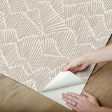 Ridge & Valley Beige Peel & Stick Wallpaper with Geometric Abstract Pattern - NuWallpaper ESS6027