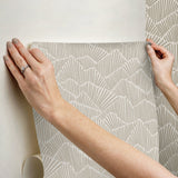 Ridge & Valley Beige Peel & Stick Wallpaper with Geometric Abstract Pattern - NuWallpaper ESS6027