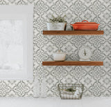 Encaustic Faux Tile Harbor Mist by Etten Studios Matte Faux Tile Wallpaper – Etten Studios ET10010