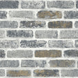Vintage Faux Brick wallpaper pattern in steel grey and tan with matte finish