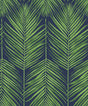 Marina Palm wallpaper in moss green palm fronds on a deep blue background
