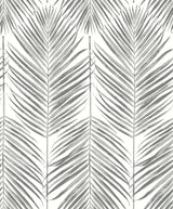 Marina Palm wallpaper in Daydream Grey with a matte finish and repeating palm frond motif.