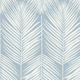 Athena Palm wallpaper in Hampton Blue with white palm fronds.
