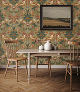 Fragaria Garden Ochre by Legacy Prints Vintage Botanical Bird Wallpaper – Etten Studios ET11205