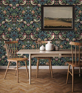 Fragaria Garden Ebony by Legacy Prints Vintage Strawberry & Bird Wallpaper – Etten Studios ET11210