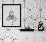 Hedron Geometric Ebony & Eggshell by Etten Studios Nonwoven Geometric Wallpaper – Etten Studios ET11300