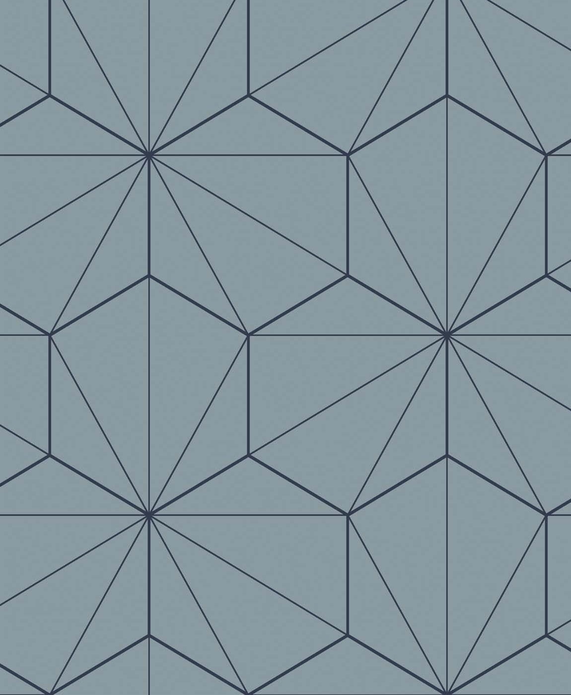 Hedron Geometric Pastel Blue & Midnight by Etten Studios Online Matte Geometric Wallpaper – Etten Studios ET11302-Sample