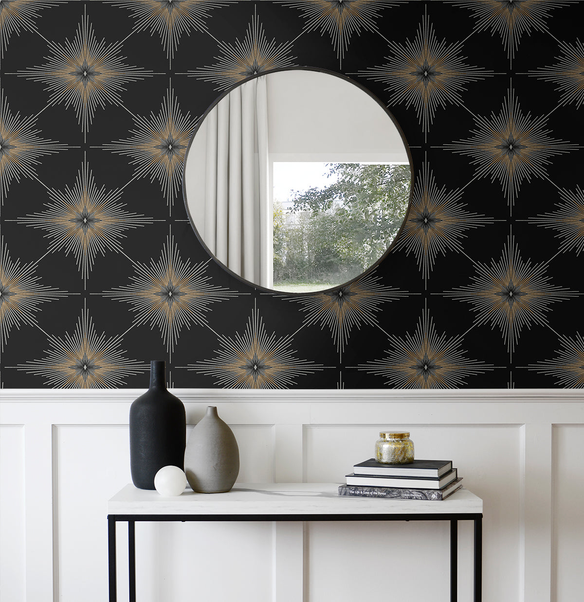 North Star Ebony by Etten Studios Geometric Metallic Wallpaper – Etten Studios ET11410
