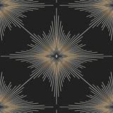 North Star Ebony metallic geometric starburst wallpaper pattern by Etten Studios