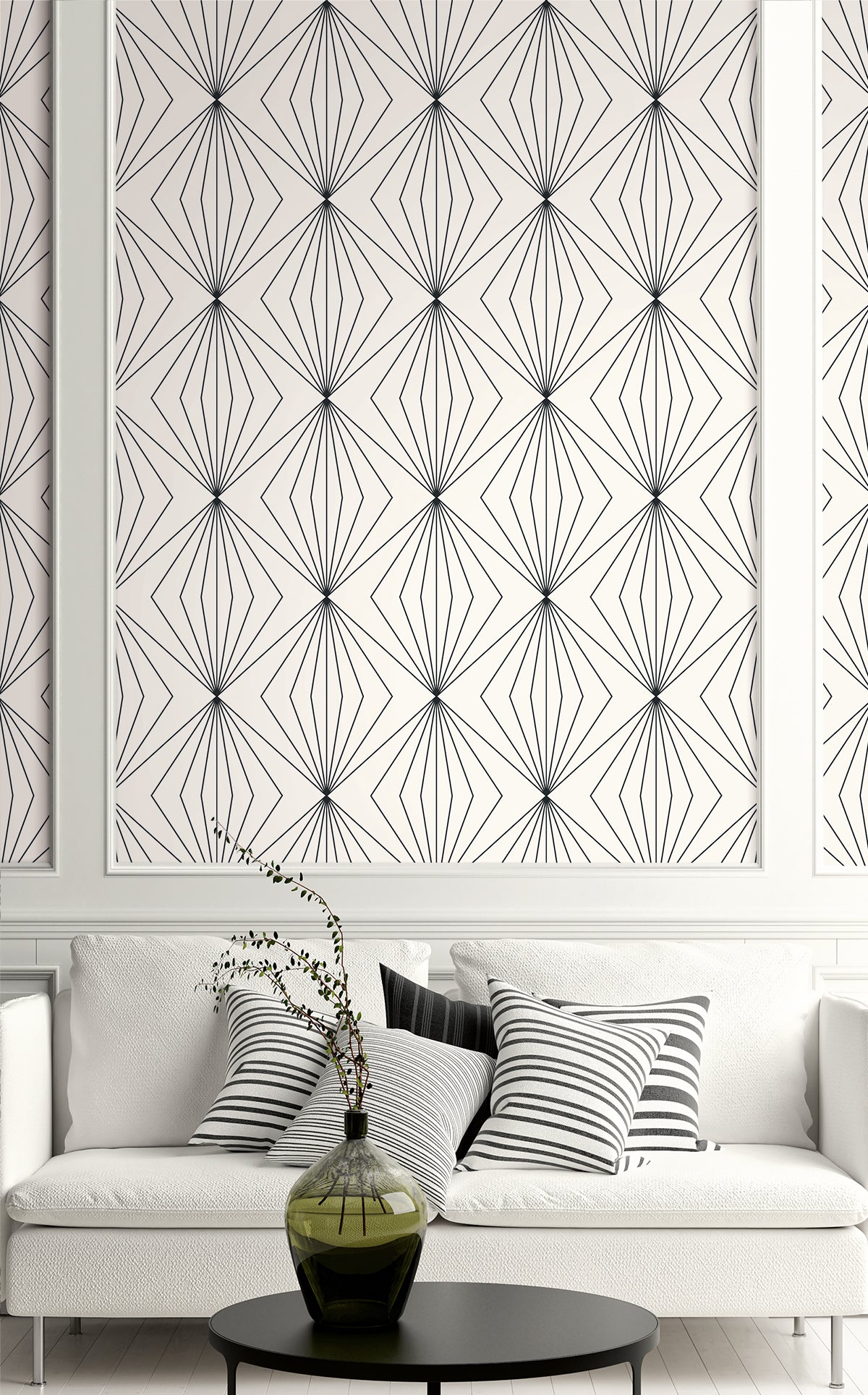 Diamond Vector Ebony & Eggshell by Etten Studios Geometric Wallpaper- Etten Studios ET11500