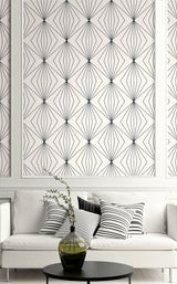 Diamond Vector Ebony & Eggshell by Etten Studios Geometric Wallpaper- Etten Studios ET11500