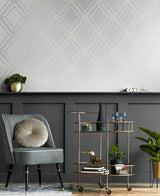 Linework Gem Metallic Silver & Gold by Etten Studios Geometric Wallpaper – Etten Studios ET11608