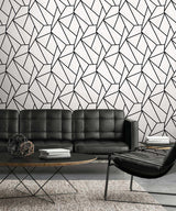 Metro Vector Ebony & Morning Fog by Etten Studios Geometric Wallpaper – Etten Studios ET11700
