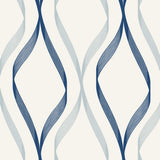 Wave Ogee Celtic Blue & Dewdrop by Etten Studios Geometric Wallpaper – Etten Studios ET11802