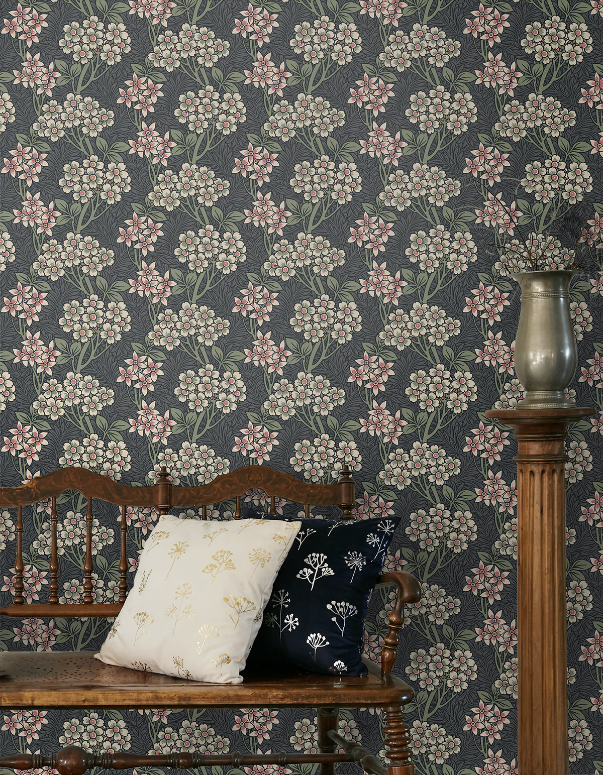 Floral Vine Smoke & Laurel Green by Legacy Prints Vintage Floral Wallpaper – Etten Studios ET12010