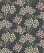 Floral Vine wallpaper in Smoke & Laurel Green with vintage floral clusters and leafy vines on a smoky grey ground.