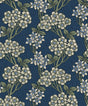 Floral Vine wallpaper in Blue Jay & Sage with vintage floral vines on a deep blue ground