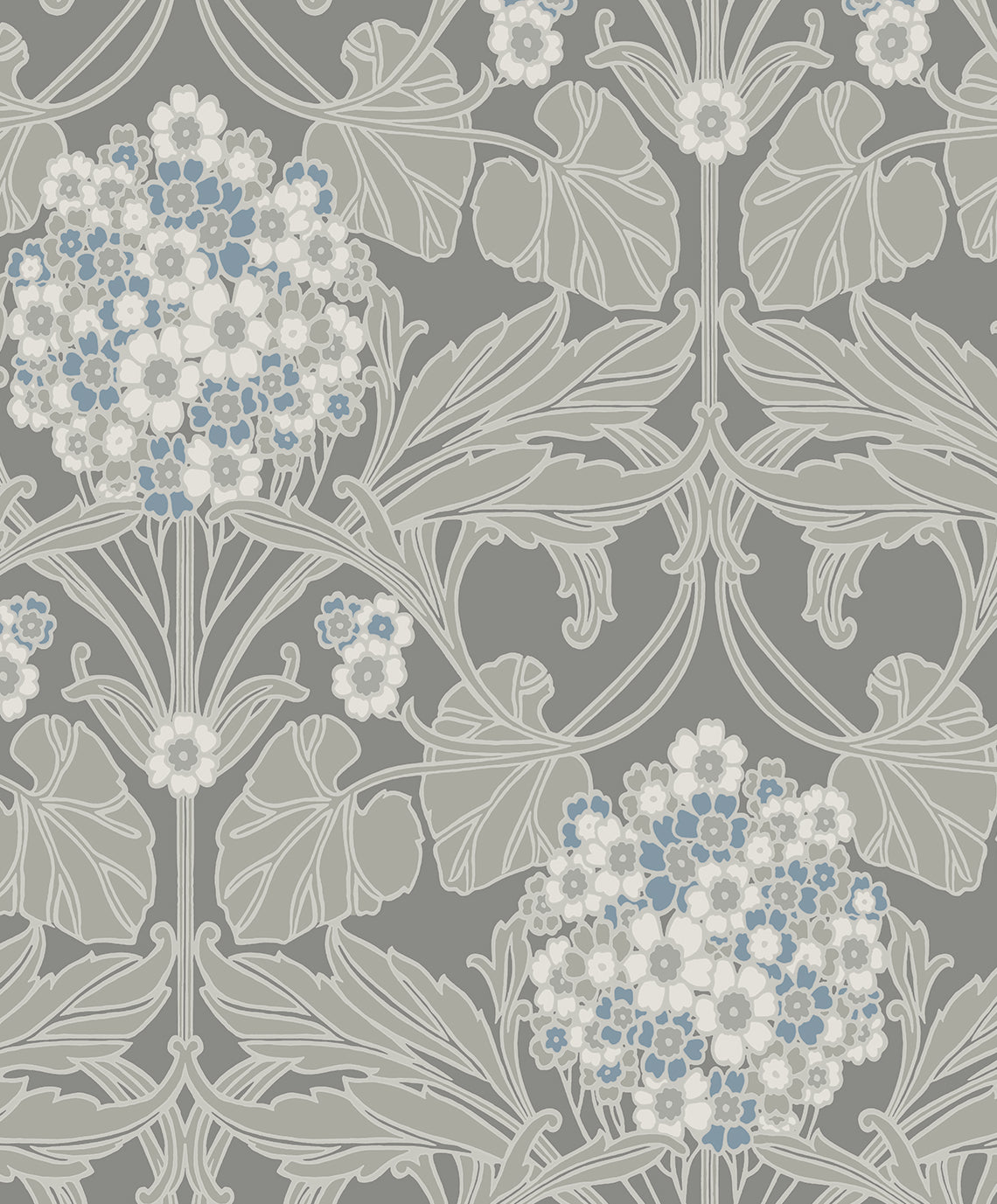 Floral Hydrangea wallpaper in Daydream Grey & Carolina Blue by Etten Studios (ET12105)