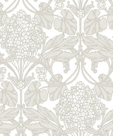 Floral Hydrangea wallpaper in Pale Oak & Pearl with vintage hydrangea floral pattern