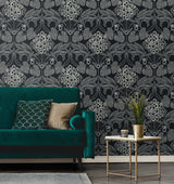 Floral Hydrangea Ebony & Charcoal by Legacy Prints Floral Wallpaper – Etten Studios ET12120