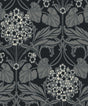 Floral Hydrangea wallpaper in ebony and charcoal floral vintage pattern