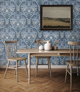 Bird Scroll Denim & Blue Mist by Legacy Prints Botanical Wallpaper – Etten Studios ET12202