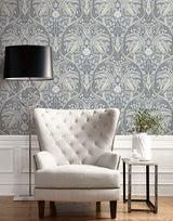 Bird Scroll Argos Grey & Linen by Legacy Prints Vintage Botanical Wallpaper- Etten Studios ET12210