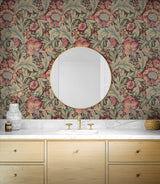 Acanthus Garden Deep Mauve & Aegean Blue by Legacy Prints Vintage Botanical Wallpaper – Etten Studios ET12301