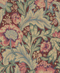 Acanthus Garden wallpaper in deep mauve and aegean blue with vintage botanical florals and acanthus leaves