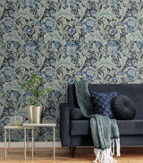 Acanthus Garden Bluestone & Golden by Legacy Prints Botanical Vintage Wallpaper – Etten Studios ET12312