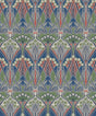Dragonfly Damask wallpaper pattern in mauve, sage green, and deep blue with vintage damask styling