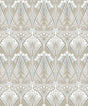 Dragonfly Damask wallpaper pattern in soft taupe and blue mist