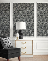Tonal Floral Trail Ebony by Legacy Prints Floral Wallpaper – Etten Studios ET12500