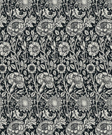Tonal Floral Trail wallpaper in Ebony (black and ivory vintage floral trail pattern)