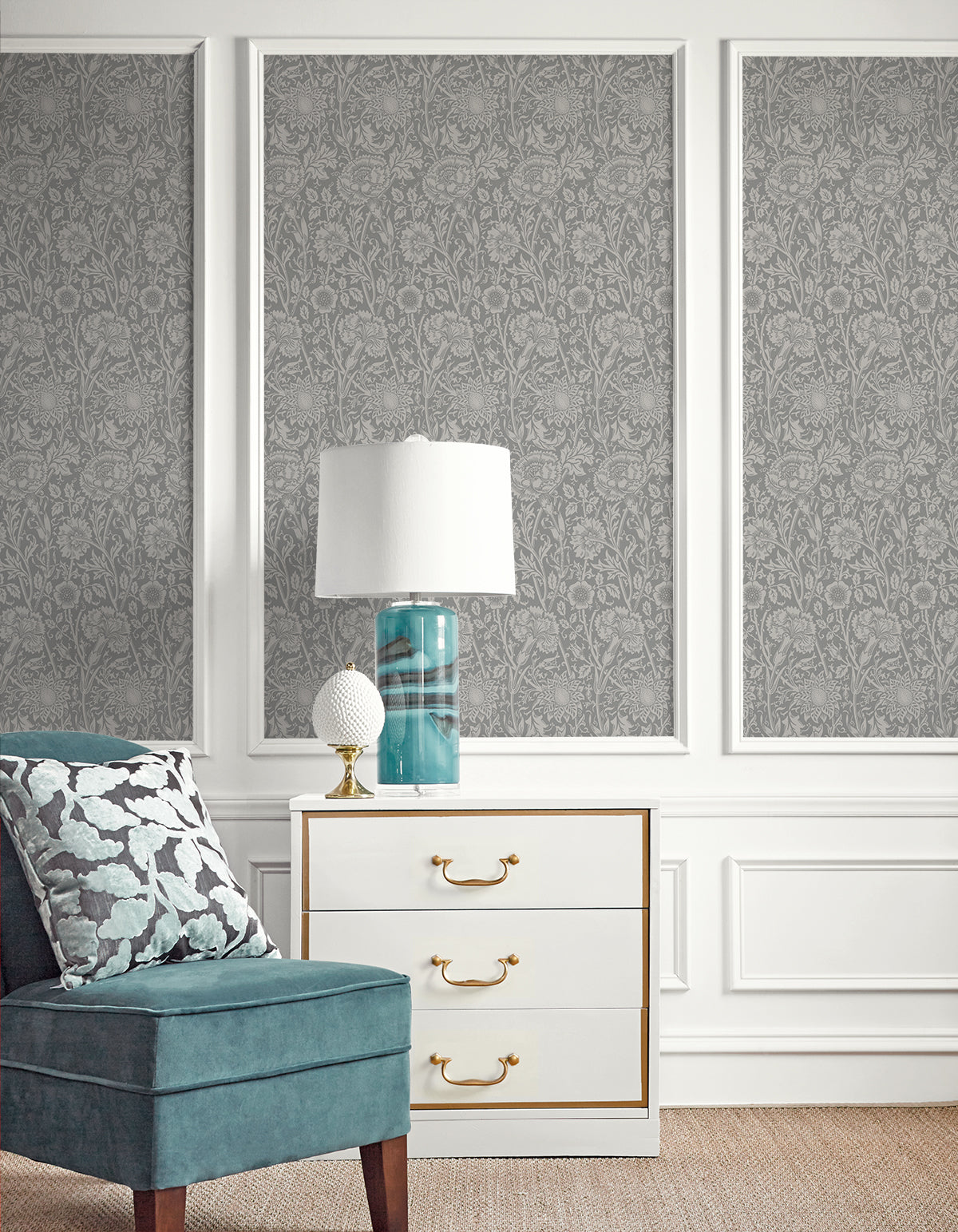 Tonal Floral Trail Argos Grey by Legacy Prints Floral Trail Wallpaper – Etten Studios ET12507