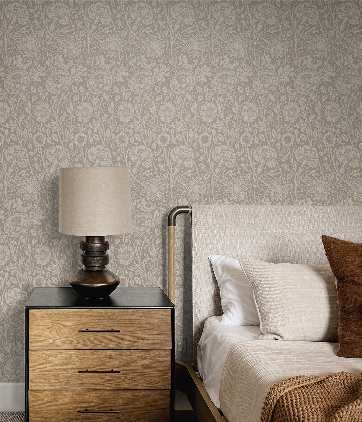 Tonal Floral Trail Taupe by Legacy Prints Vintage Floral Wallpaper – Etten Studios ET12508