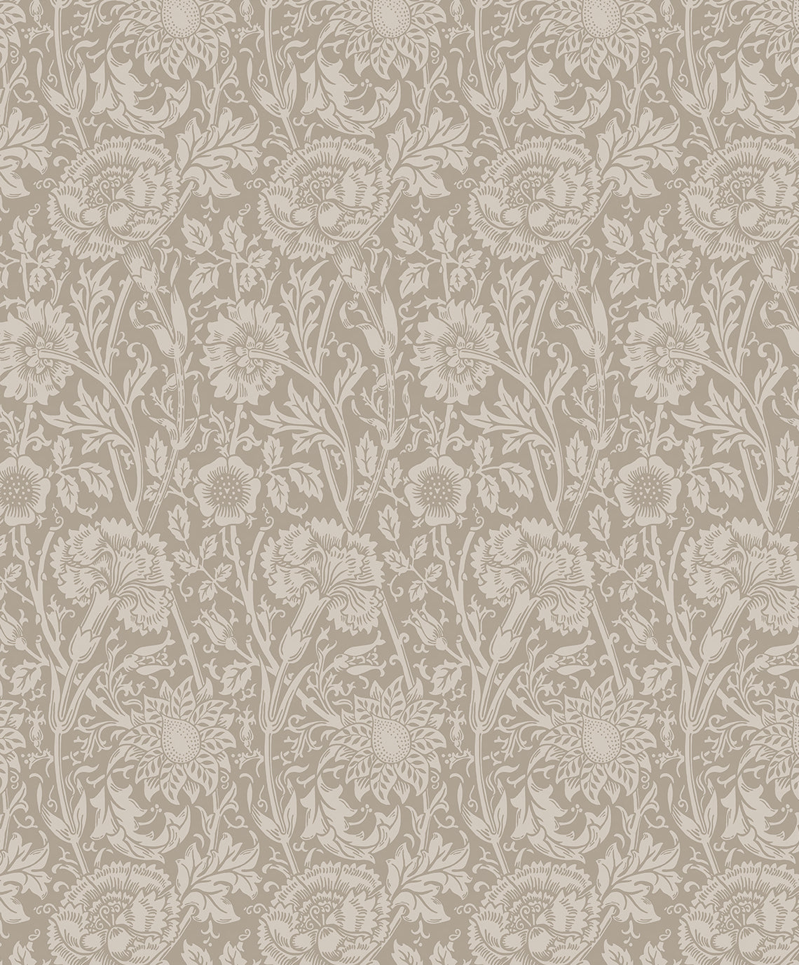 Tonal Floral Trail wallpaper in taupe featuring a vintage tonal floral trail pattern.