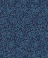 Tonal Floral Trail wallpaper in marine blue with a vintage floral vine pattern