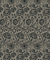 Tonal Floral Trail wallpaper pattern in taupe and ebony with vintage floral trail design