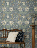 Ogee Flora Blue Lake & French Vanilla by Legacy Prints Floral Wallpaper – Etten Studios ET12602