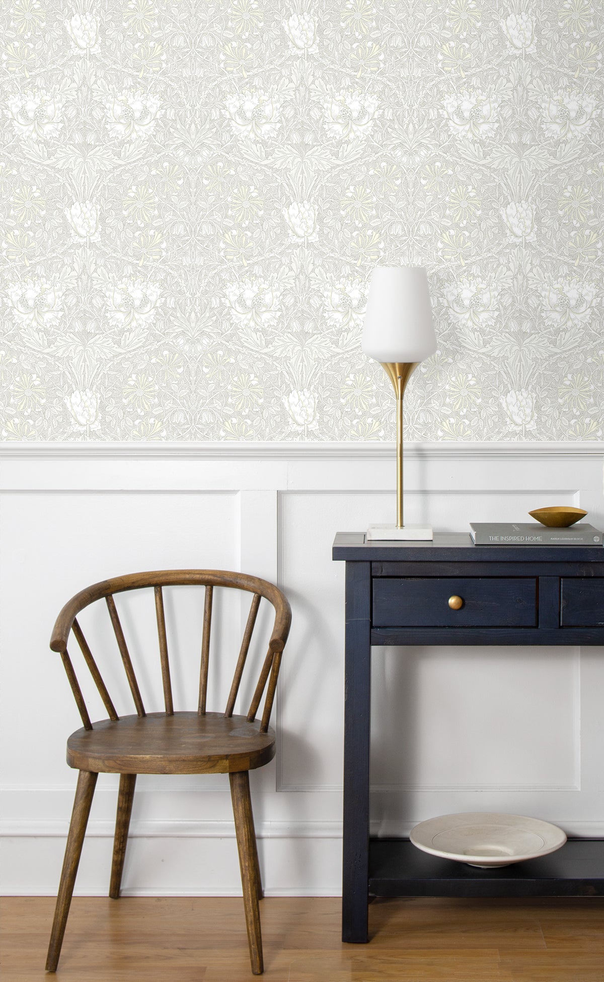Ogee Flora Swiss Coffee & Light Grey by Legacy Prints Floral Wallpaper – Etten Studios ET12605