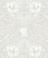 Ogee Flora wallpaper in Swiss Coffee and Light Grey vintage floral pattern
