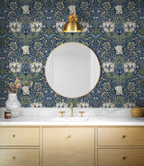 Ogee Flora Indigo Dye & Thyme by Legacy Prints Vintage Floral Wallpaper – Etten Studios ET12612