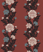 Blooming Stripe wallpaper in Pale Carmine & Aqua with vertical floral stripes and matte finish