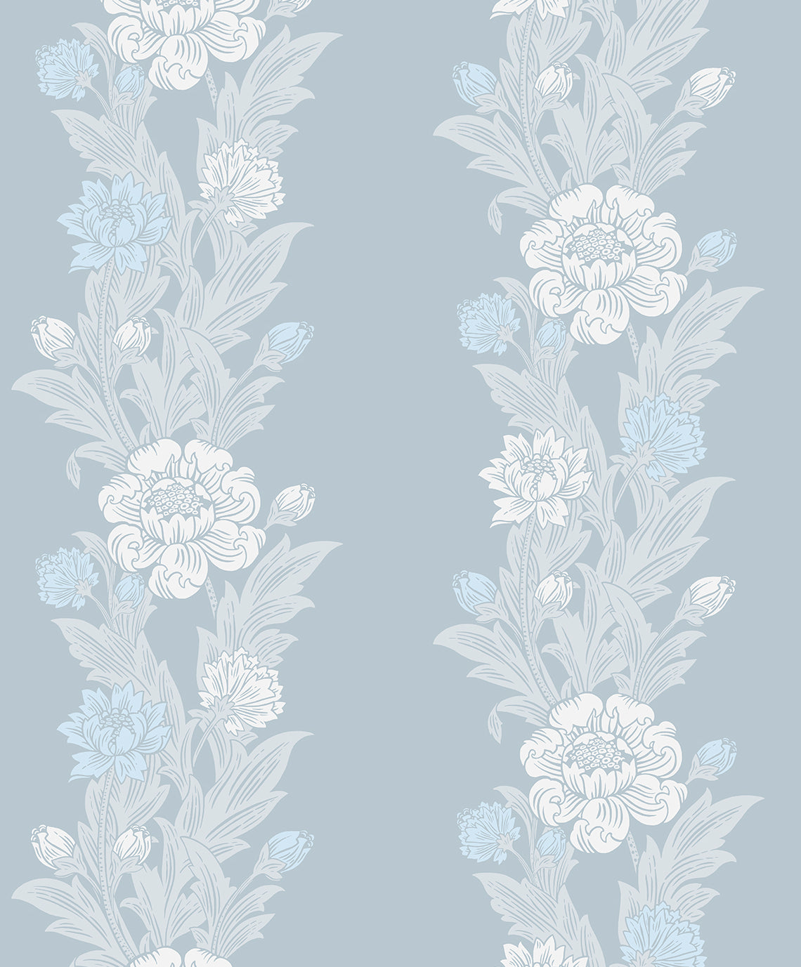 Blooming Stripe baby blue vintage floral stripe wallpaper pattern