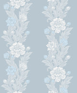 Blooming Stripe baby blue vintage floral stripe wallpaper pattern