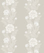 Blooming Stripe wallpaper in Metallic Pearl with vintage floral stripe design.